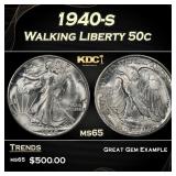 1940-s Walking Liberty Half Dollar 50c Grades ms65