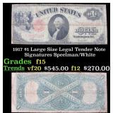 1917 $1 Large Size Legal Tender Note Grades f+ Sig