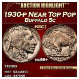 1930-p Buffalo Nickel Near Top Pop 5c ms66+ SEGS