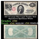 1917 $1 Large Size Legal Tender Note Grades vf++ S