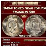 1949-p Franklin Half Dollar Toned Near Top Pop 50c