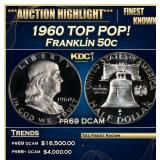 1960 Proof Franklin Half Dollar TOP POP! 50c pr69