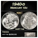 1940-d Mercury Dime 10c ms67 fsb SEGS