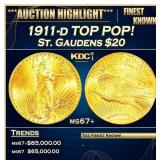 1911-d Gold St. Gaudens Double Eagle TOP POP! $20
