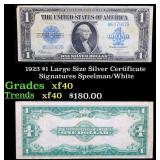 1923 $1 large size Silver Certificate Grades xf Si