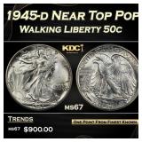 1945-d Walking Liberty Half Dollar Near Top Pop 50