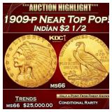 1909-p Gold Indian Quarter Eagle Near Top Pop! $2
