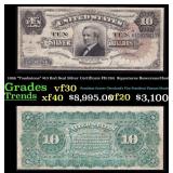1886 $10 Red Seal Silver Certificate "Tombstone" F