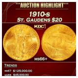 1910-s Gold St. Gaudens Double Eagle $20 ms66+ SEG