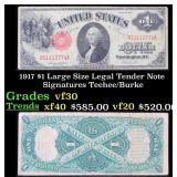 1917 $1 Large Size Legal Tender Note Grades vf++ S