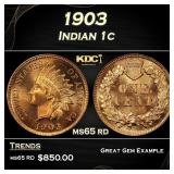 1903 Indian Cent . 1c Grades ms65 rd