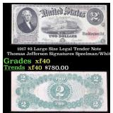1917 $2 Large Size Legal Tender Note Thomas Jeffer