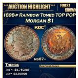 1898-p Morgan Dollar Rainbow Toned TOP POP! $1 ms6