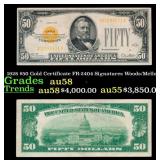 1928 $50 Gold Certificate FR-2404 Signatures Woods