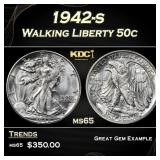 1942-s Walking Liberty Half Dollar 50c Grades ms65