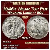 1946-p Walking Liberty Half Dollar Near Top Pop 50