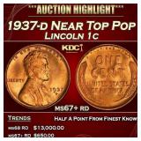 1937-d Lincoln Cent Near Top Pop 1c ms67+ rd SEGS