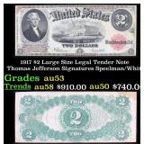 1917 $2 Large Size Legal Tender Note Thomas Jeffer
