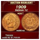 1909 Indian Cent 1c ms66 rd SEGS