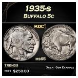 1935-s Buffalo Nickel 5c Grades ms65