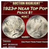 1923-p Peace Dollar Near Top Pop $1 ms66+ SEGS