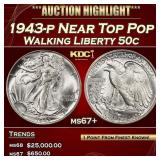 1943-p Walking Liberty Half Dollar Near Top Pop 50