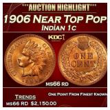 1906 Indian Cent Near Top Pop! 1c ms66 rd SEGS