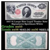 1917 $1 Large Size Legal Tender Note Grades Select