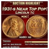 1931-s Lincoln Cent Near Top Pop! 1c ms66+ rd SEGS