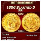 1856 Slanted 5 Gold Dollar $1 ms64+ SEGS