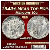 1942-s Mercury Dime Near Top Pop! 10c ms68 FSB SEG