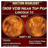 1909 VDB Lincoln Cent Near Top Pop! 1c ms67+ rd SE