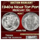 1940-s Mercury Dime Near Top Pop! 10c ms68 FSB SEG