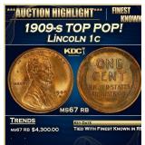 1909-s Lincoln Cent TOP POP! 1c ms67 rb SEGS