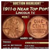 1911-d Lincoln Cent Near Top Pop! 1c ms66+ rd SEGS