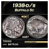 1938-d/s Buffalo Nickel 5c ms67 SEGS