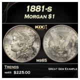1881-s Morgan Dollar $1 Grades ms65