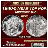 1940-d Mercury Dime Near Top Pop! 10c ms68 FSB SEG