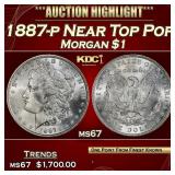 1887-p Morgan Dollar Near Top Pop $1 ms67 SEGS