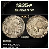 1935-p Buffalo Nickel 5c ms66+ SEGS