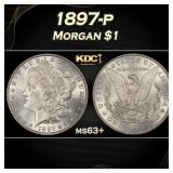 1897-p Morgan Dollar $1 Grades ms63+