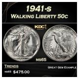 1941-s Walking Liberty Half Dollar 50c Grades ms65