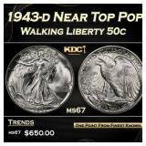 1943-d Walking Liberty Half Dollar Near Top Pop 50