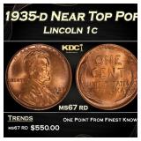 1935-d Lincoln Cent Near Top Pop 1c ms67 rd SEGS