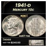 1941-d Mercury Dime 10c ms67 fsb SEGS