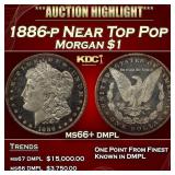 1886-p Morgan Dollar Near Top Pop $1 ms66+ dmpl SE