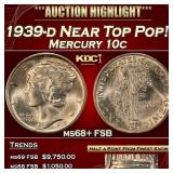 1939-d Mercury Dime Near Top Pop! 10c ms68+ FSB SE