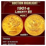1901-s Gold Liberty Half Eagle $5 ms66+ SEGS