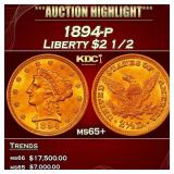 1894-p Gold Liberty Quarter Eagle $2 1/2 ms65+ SEG