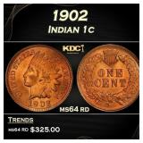 1902 Indian Cent . 1c Grades ms64 rd